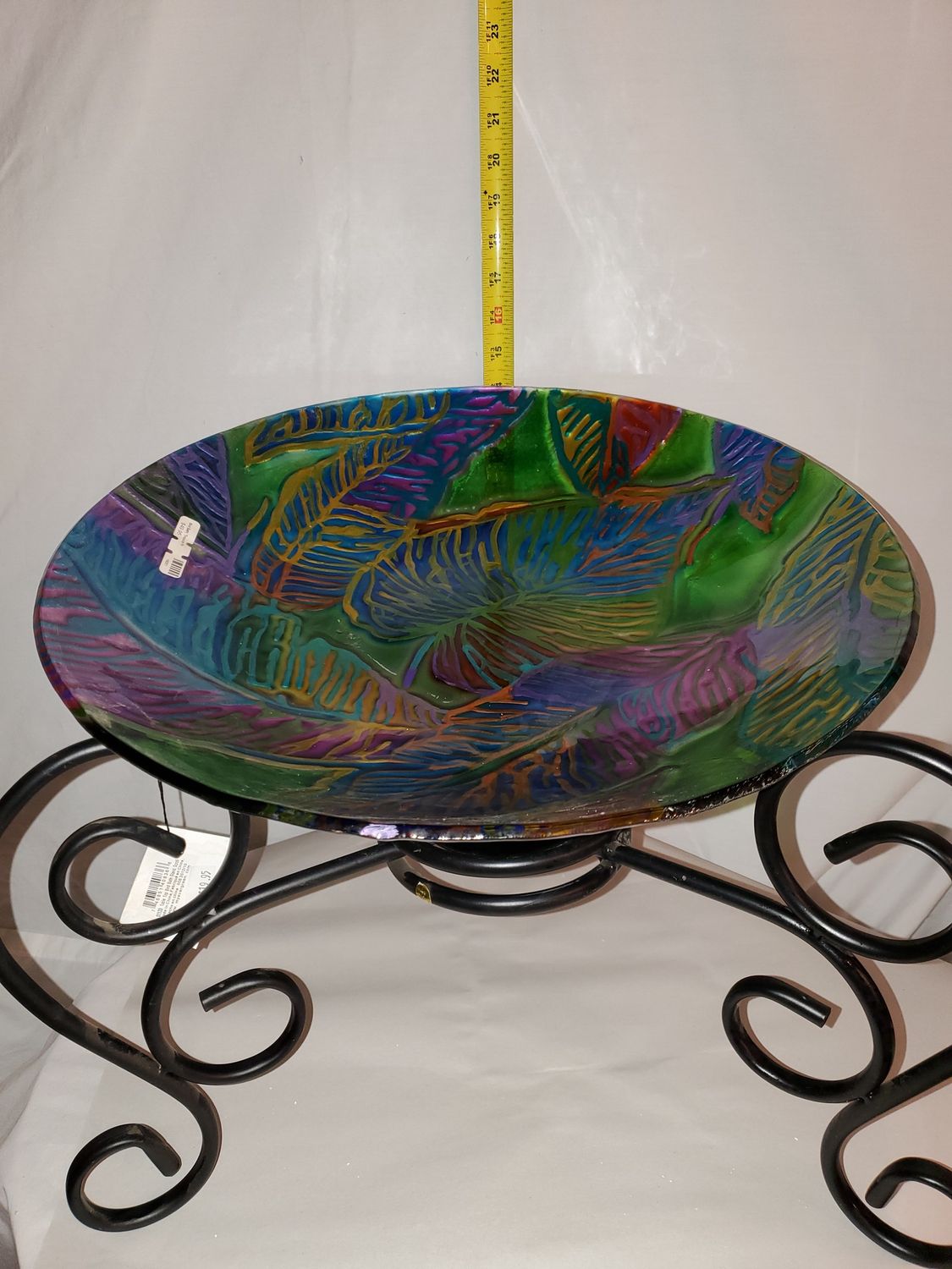 Bird Bath, Tropical Palm Leaves