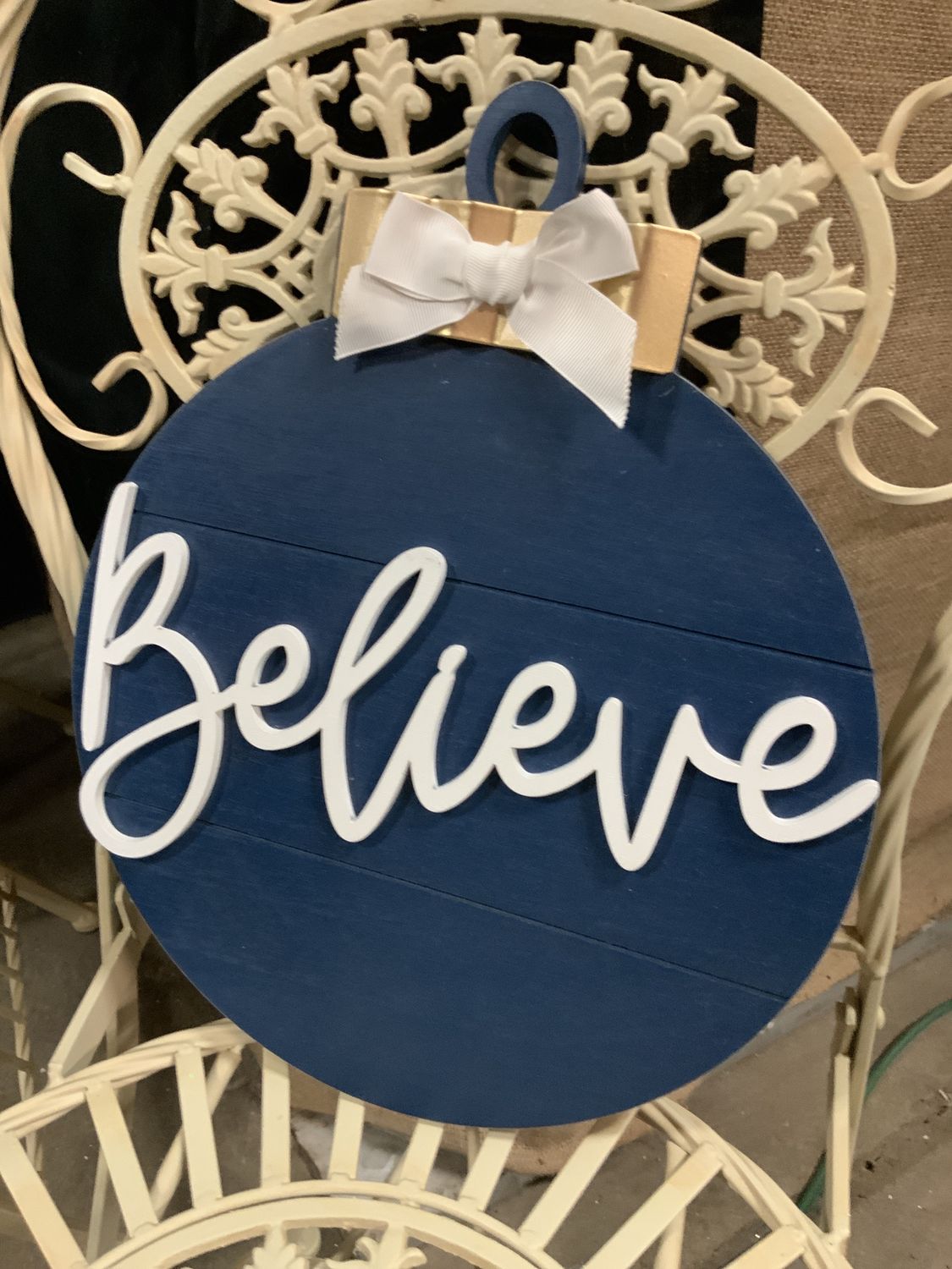 Wall Hanging, Wood Ornament Blue/Words