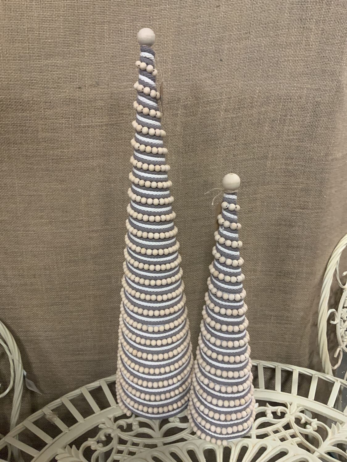 Cone Tree, Bead Stripe 2 Asst Natural