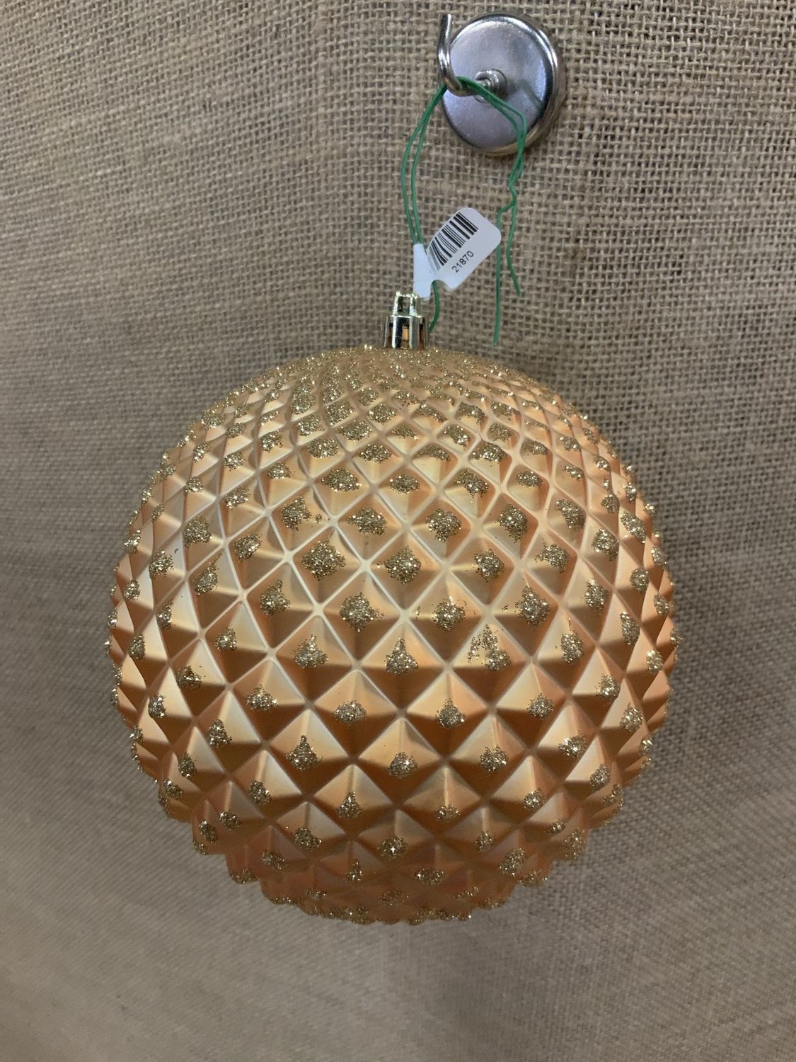 Ornament, Durian Glitter Ball 6" Copp/Gold