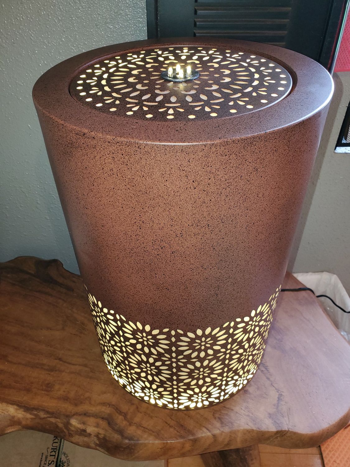 Fountain, LED Brown Metal Floral 22'