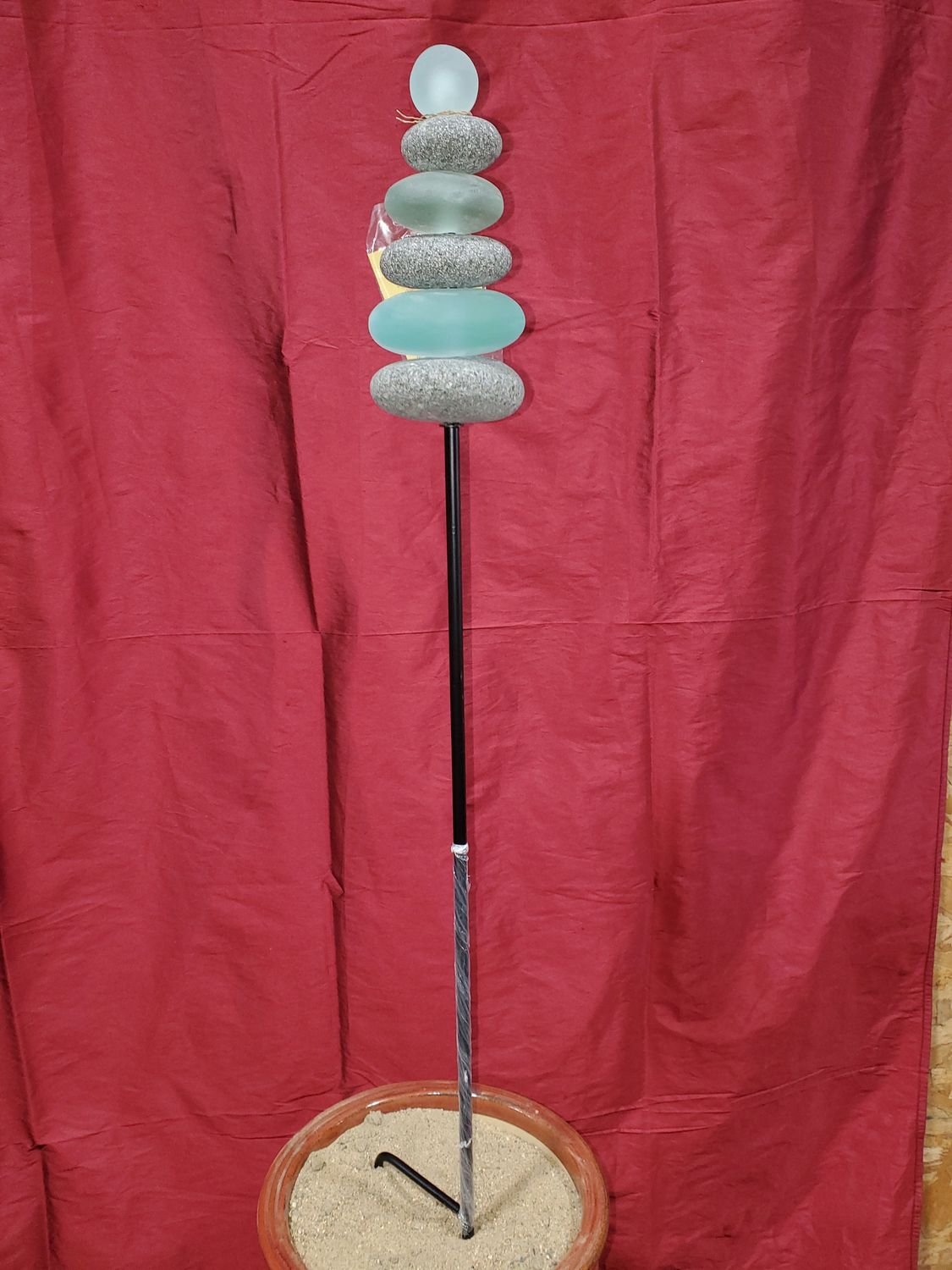 Garden Stake, Glass Cairn 4' rock stac