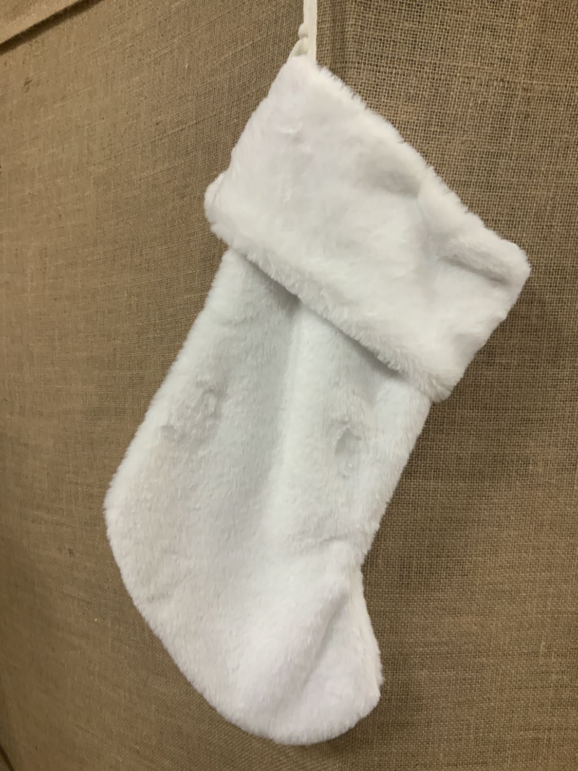 Stocking, White Faux Fur 20" Fur