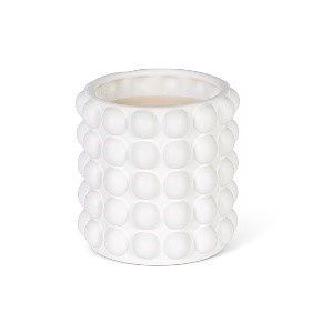 Candle, Fresh Linen/White Bubble Ceramic 4.75"
