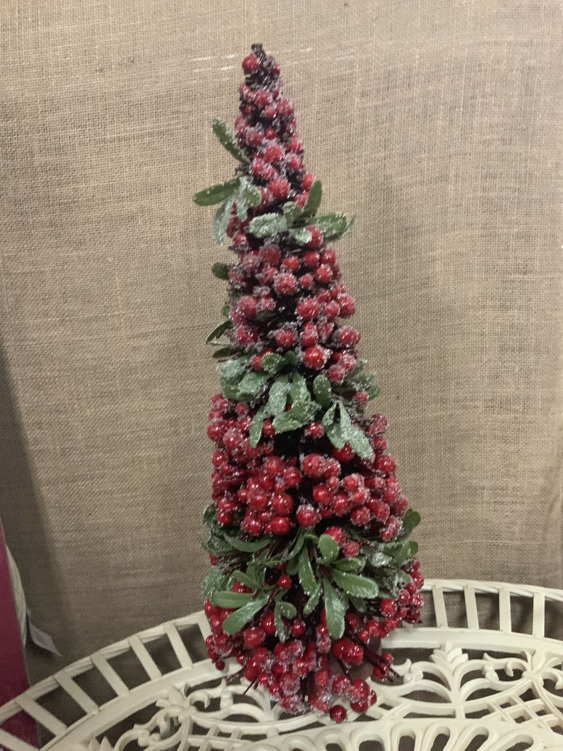 Cone Tree, Iced Berry 20" w/leaves