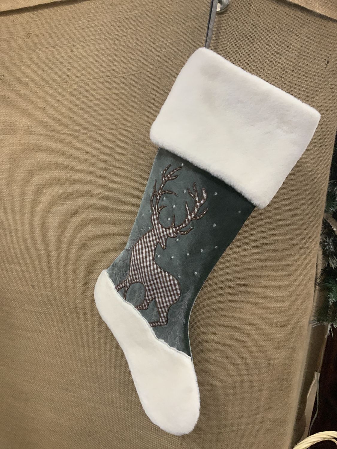 STOCKING, DEER MOUNTAIN 25“WHITE BROWN