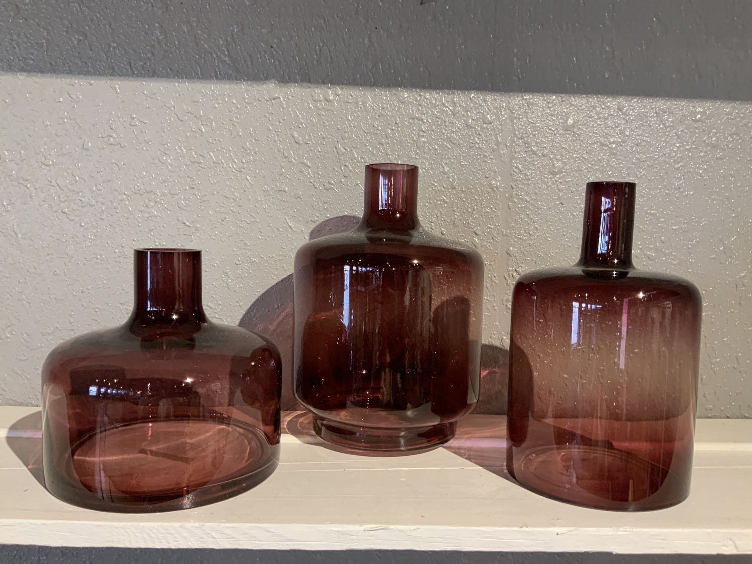 Vases, Burgundy Glass 3 sizes