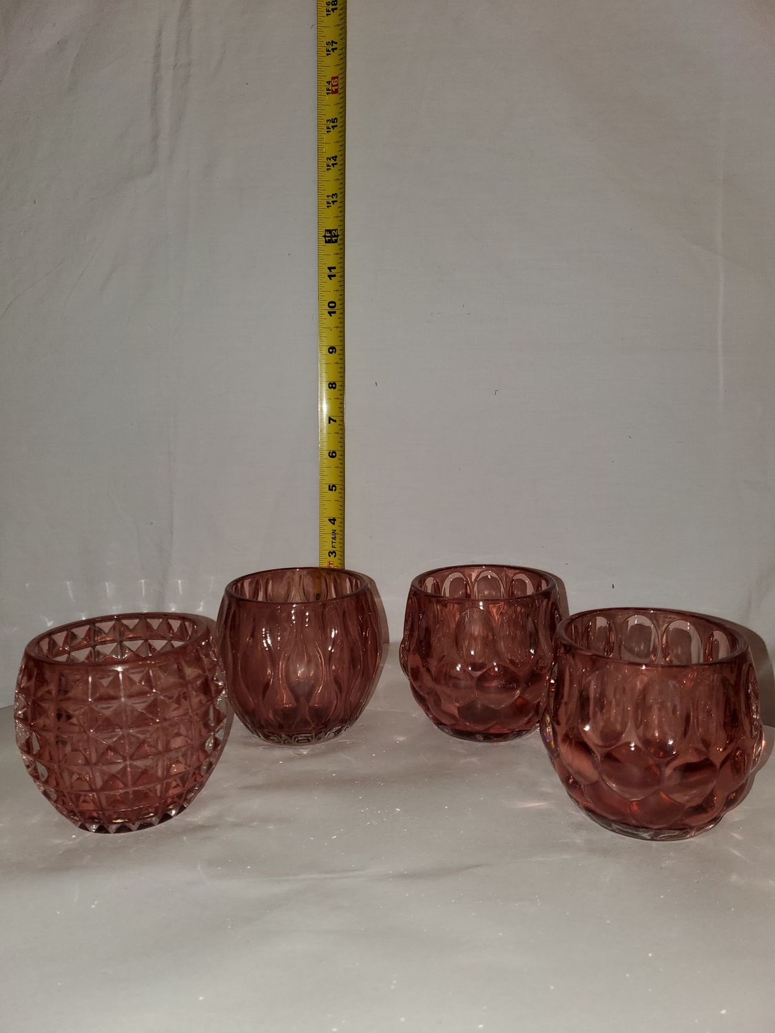 Votive Holder, Pink Glass 4 asst.