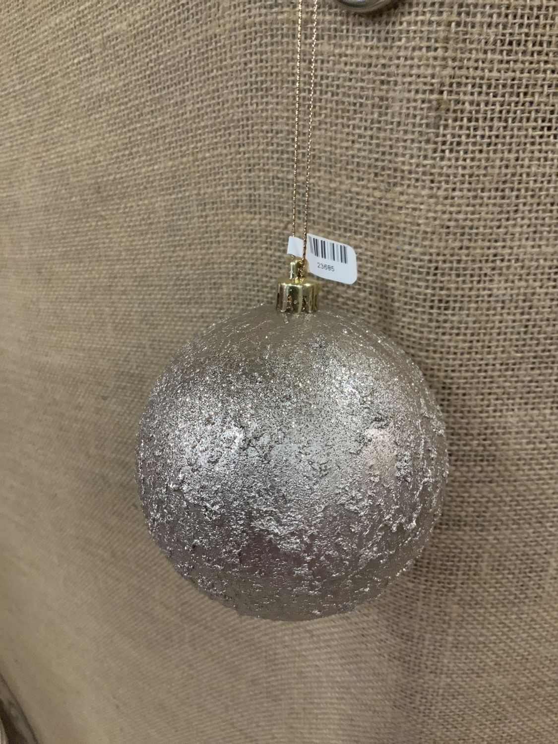 Ornament, Textured Glitter 4" Platinum