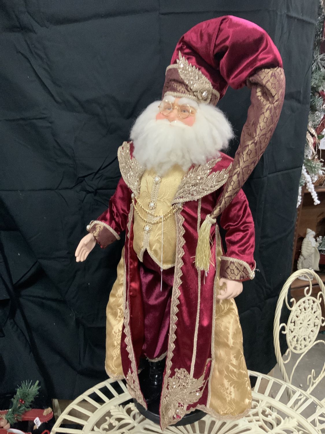 Santa, Burgundy/Gold 30" w/stand