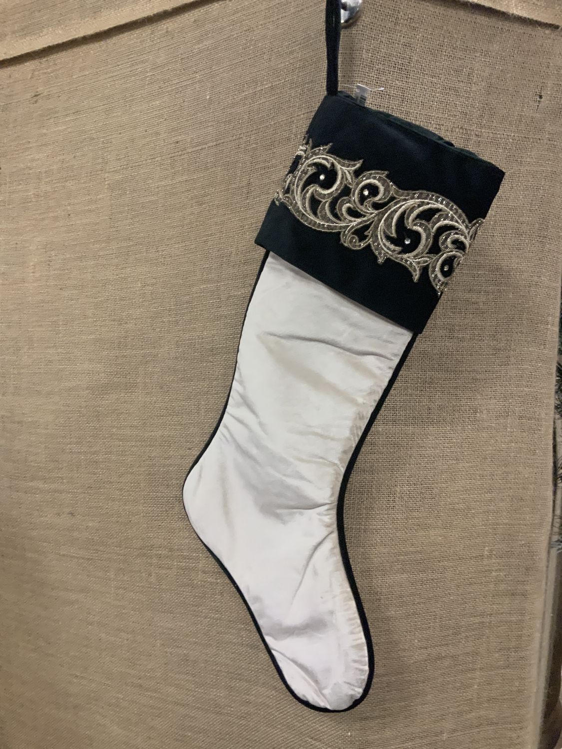 Stocking, Embroidered Velvet 25" champ/gl