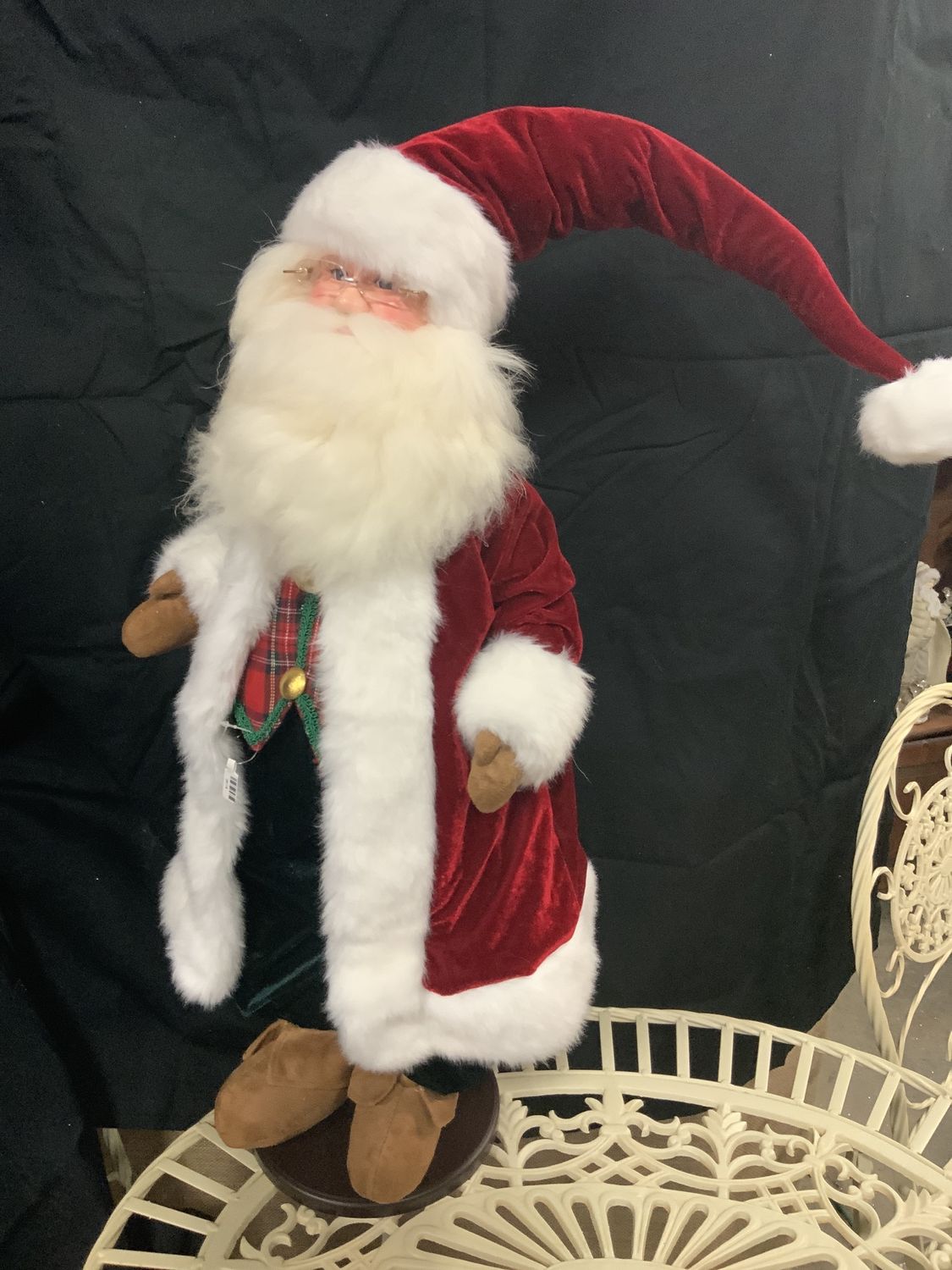 Santa, Red Plaid Velvet w/stand