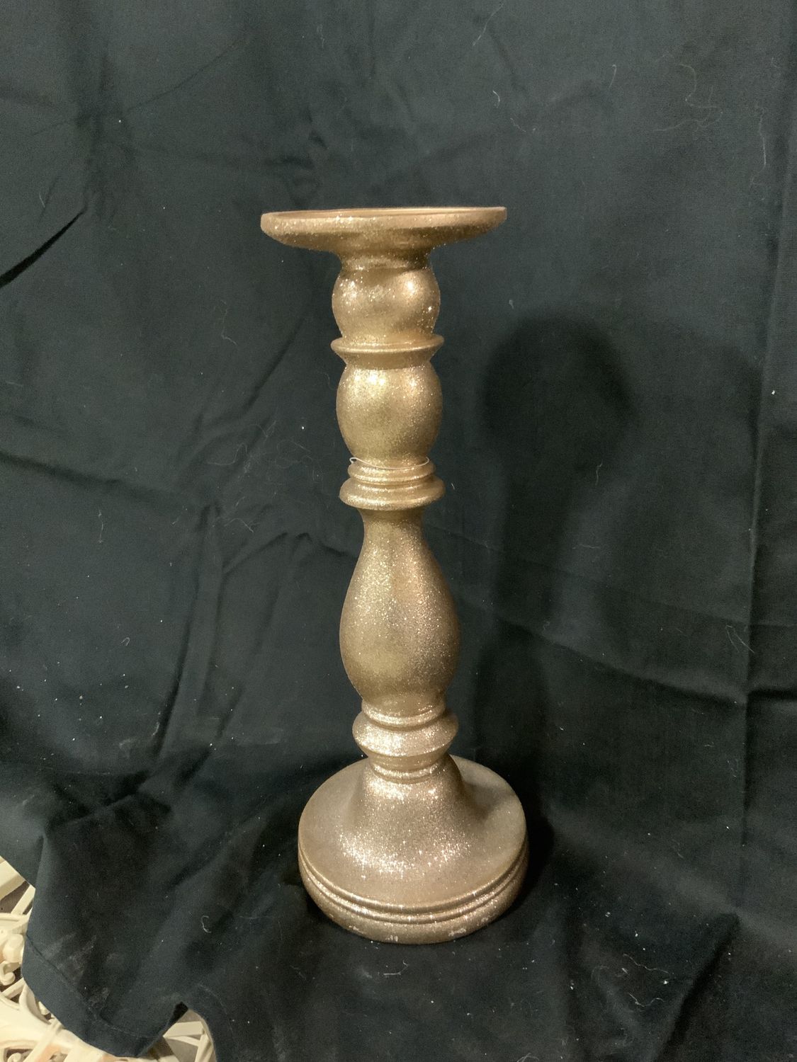 Candlestick, 12" Champagne glitter