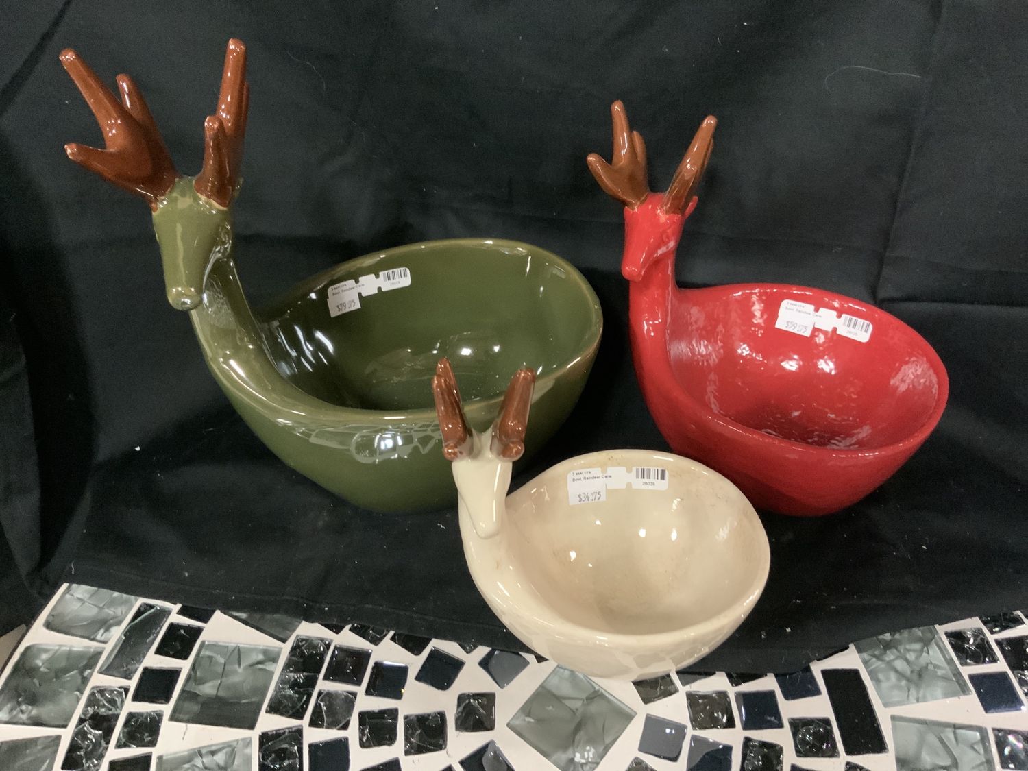 Bowl, Reindeer Ceramic 3 asst clrs