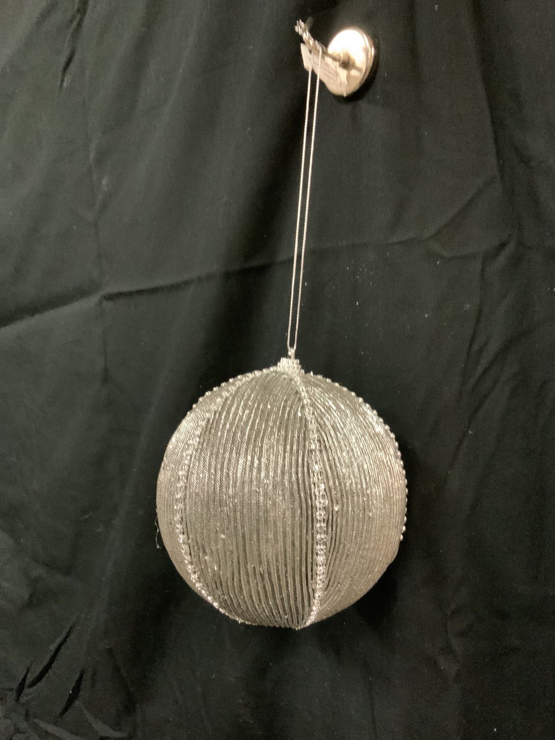 Ornament, Fabric Jewel Silvr/Black