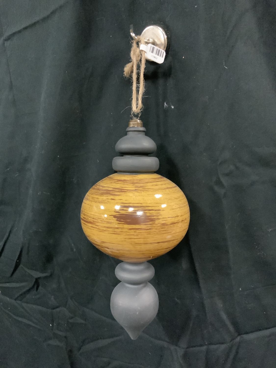 Ornament, Woodtone Finial 9.5" Blk/brw