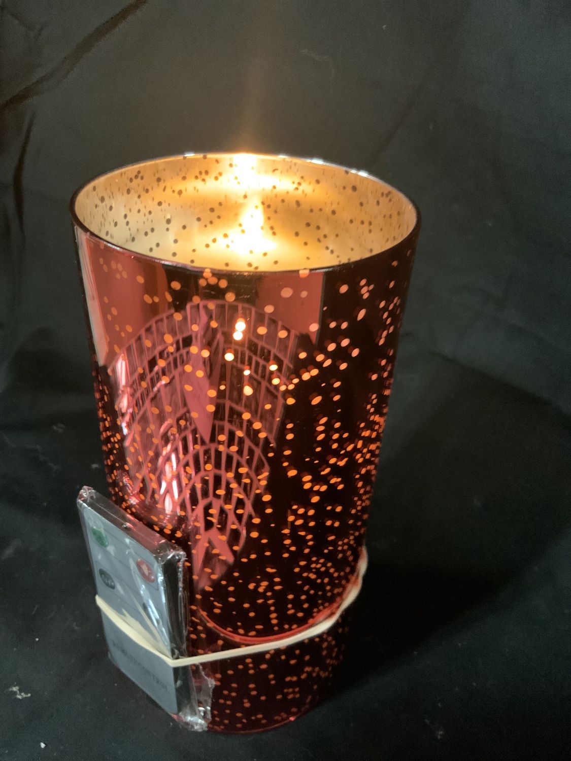 Candle, Mercury Glass 4x8 red rmte