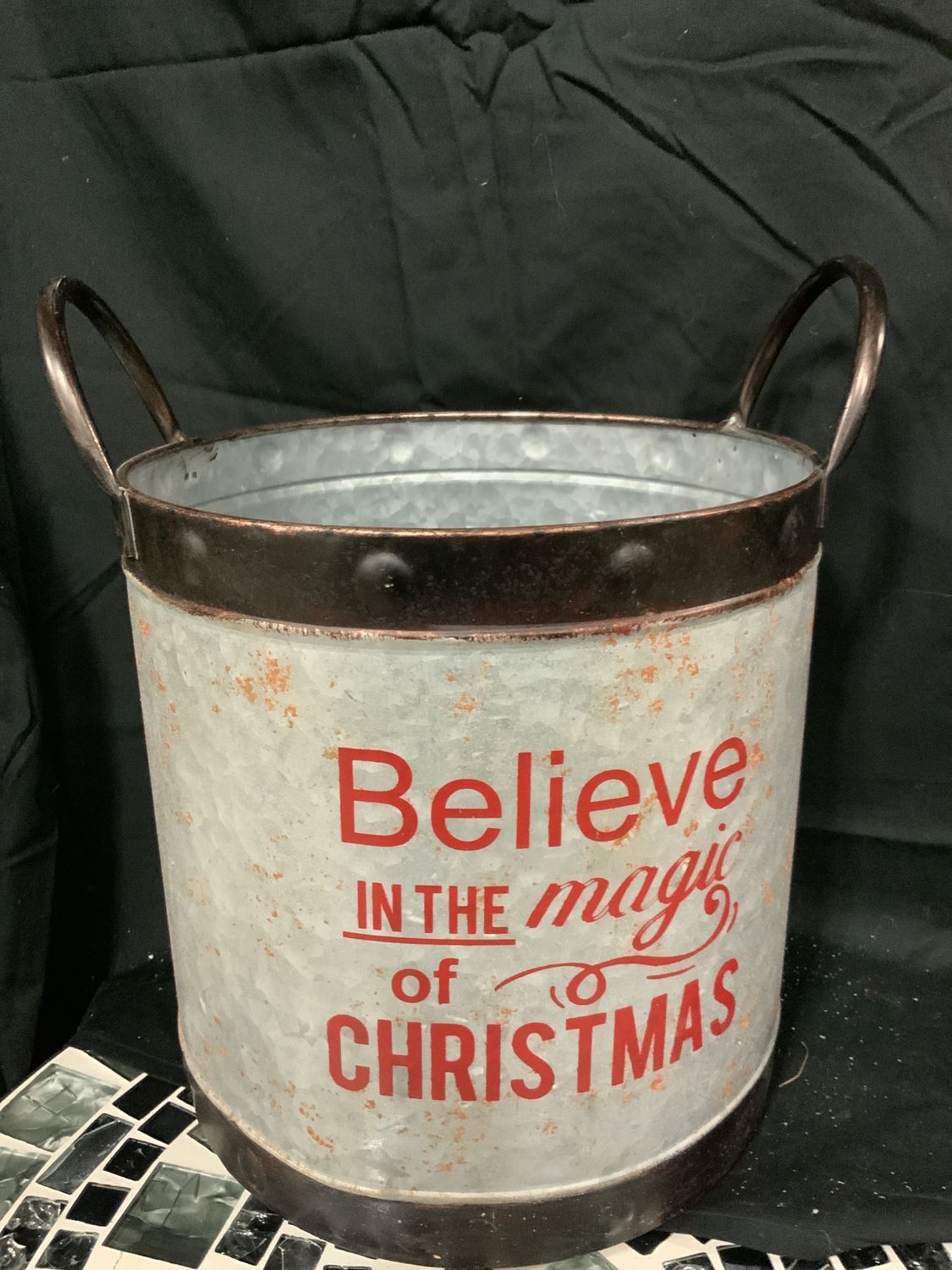 Bucket, Xmas Season galvanized