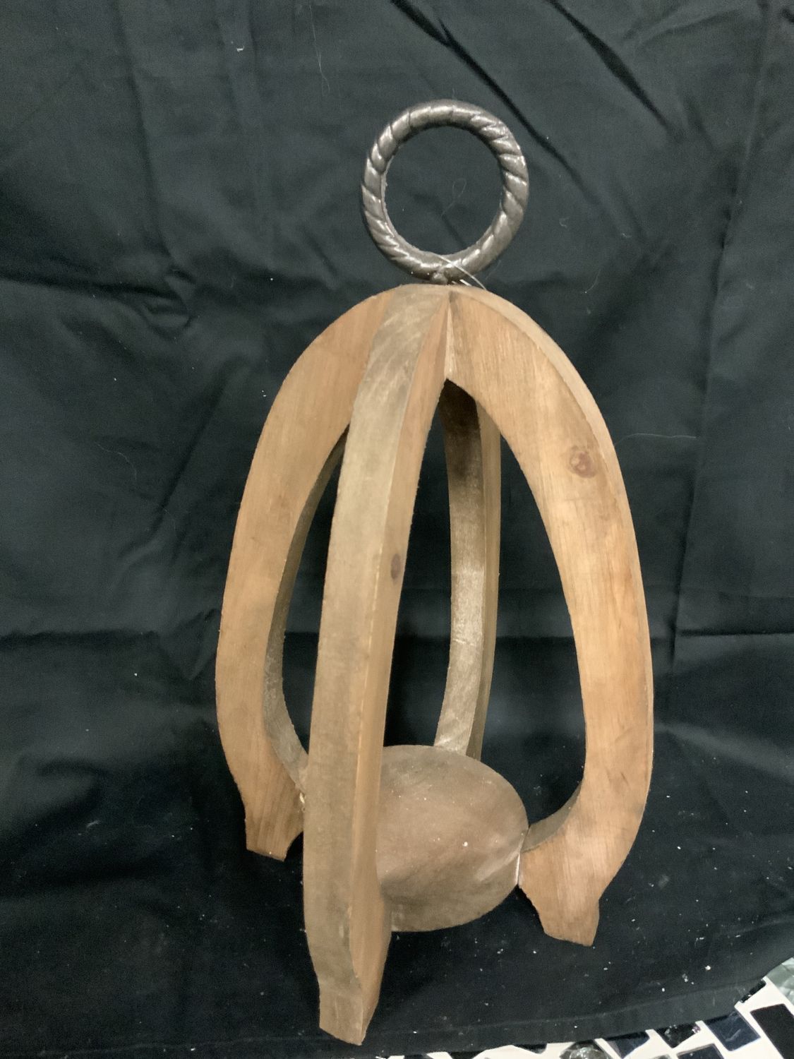 Lantern, Wood w/Metal Ring Small