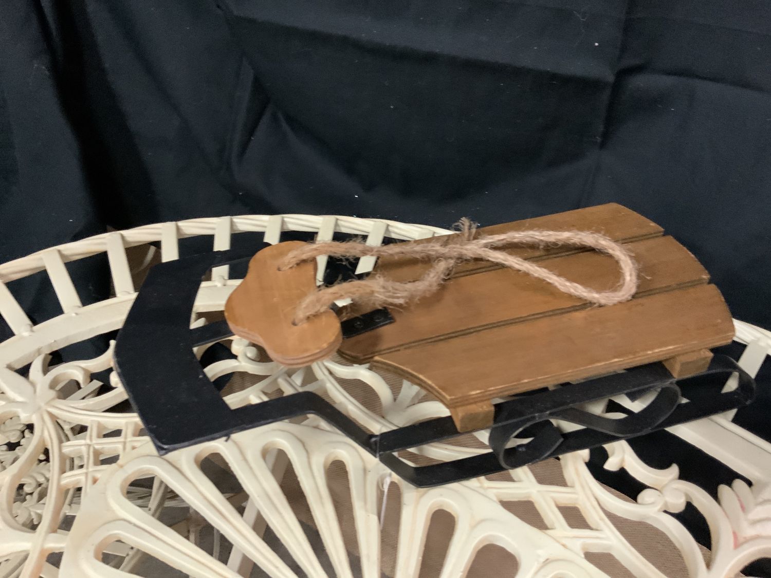 Sleigh, SM Metal Runner wood/rope