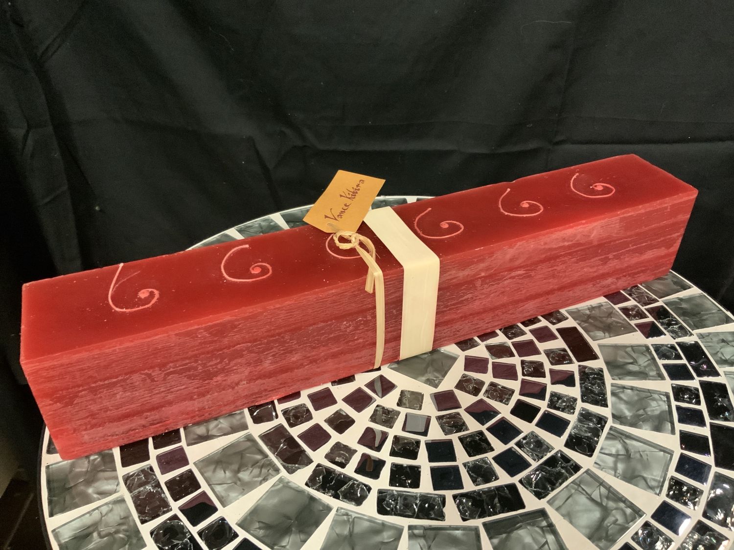Candle, Layered Brick 22" long red