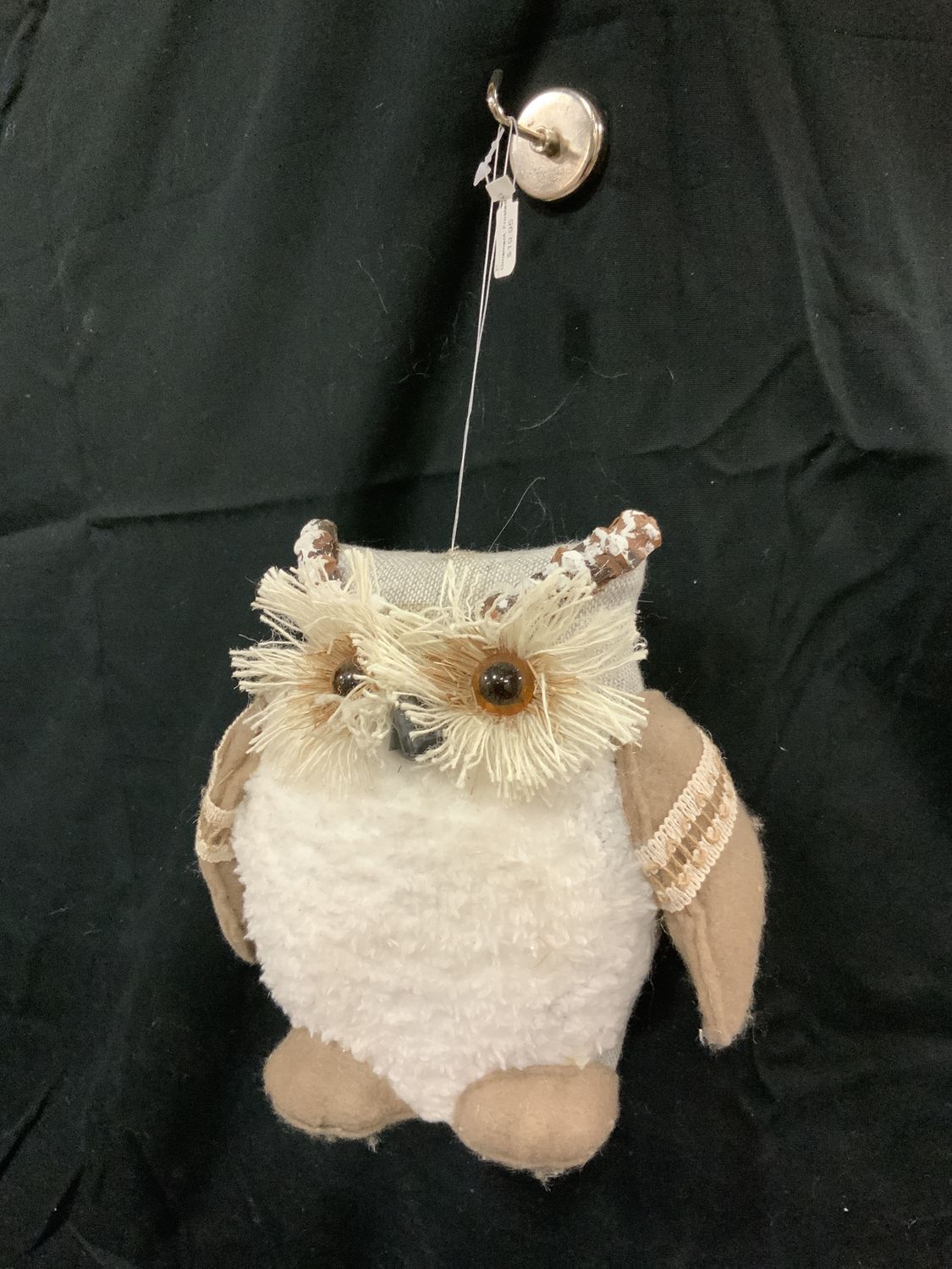 Ornament, Frosted Linen Owl 7"