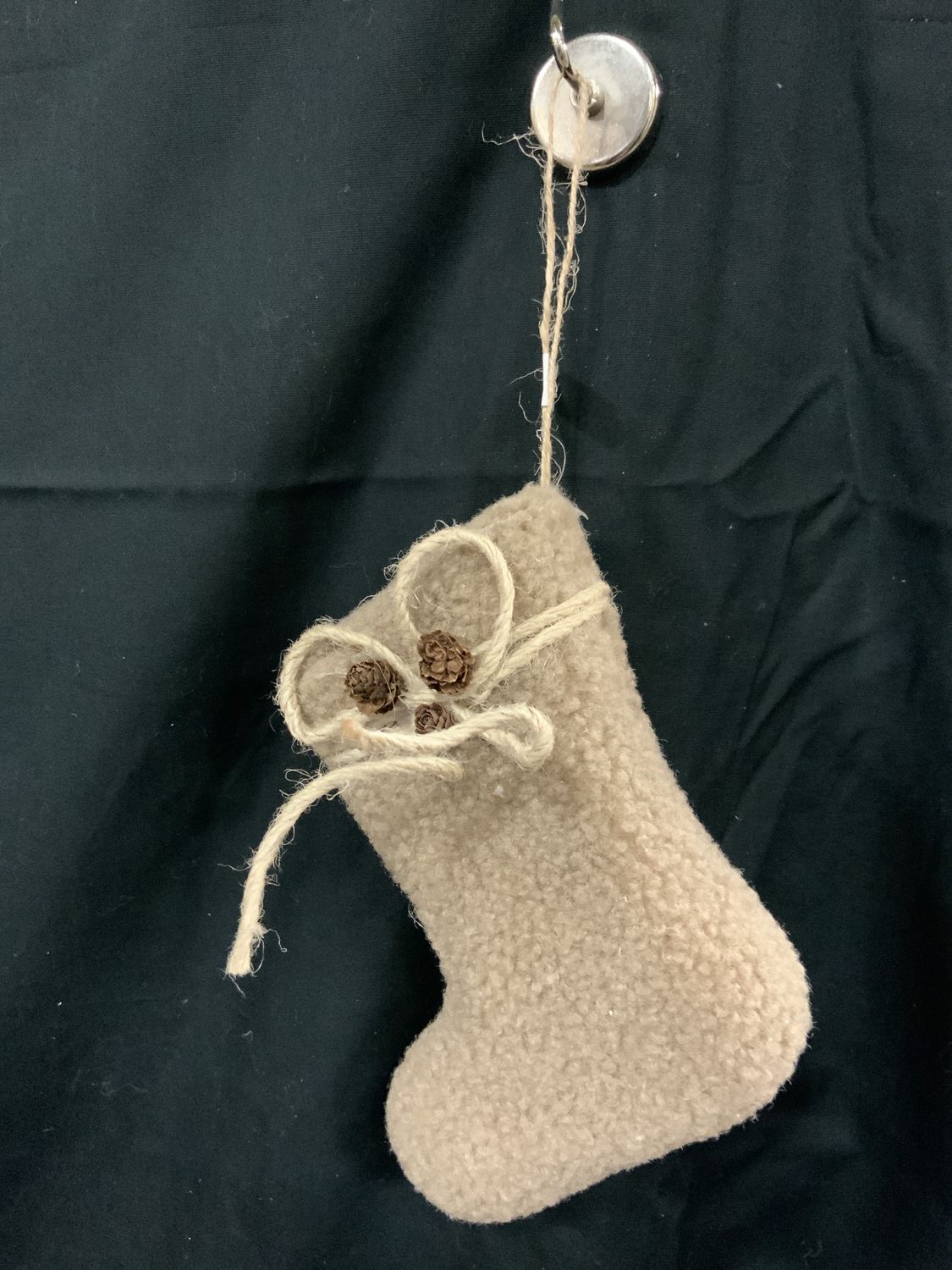 Ornament, Stocking Woven Yarn 6.5" w/tie