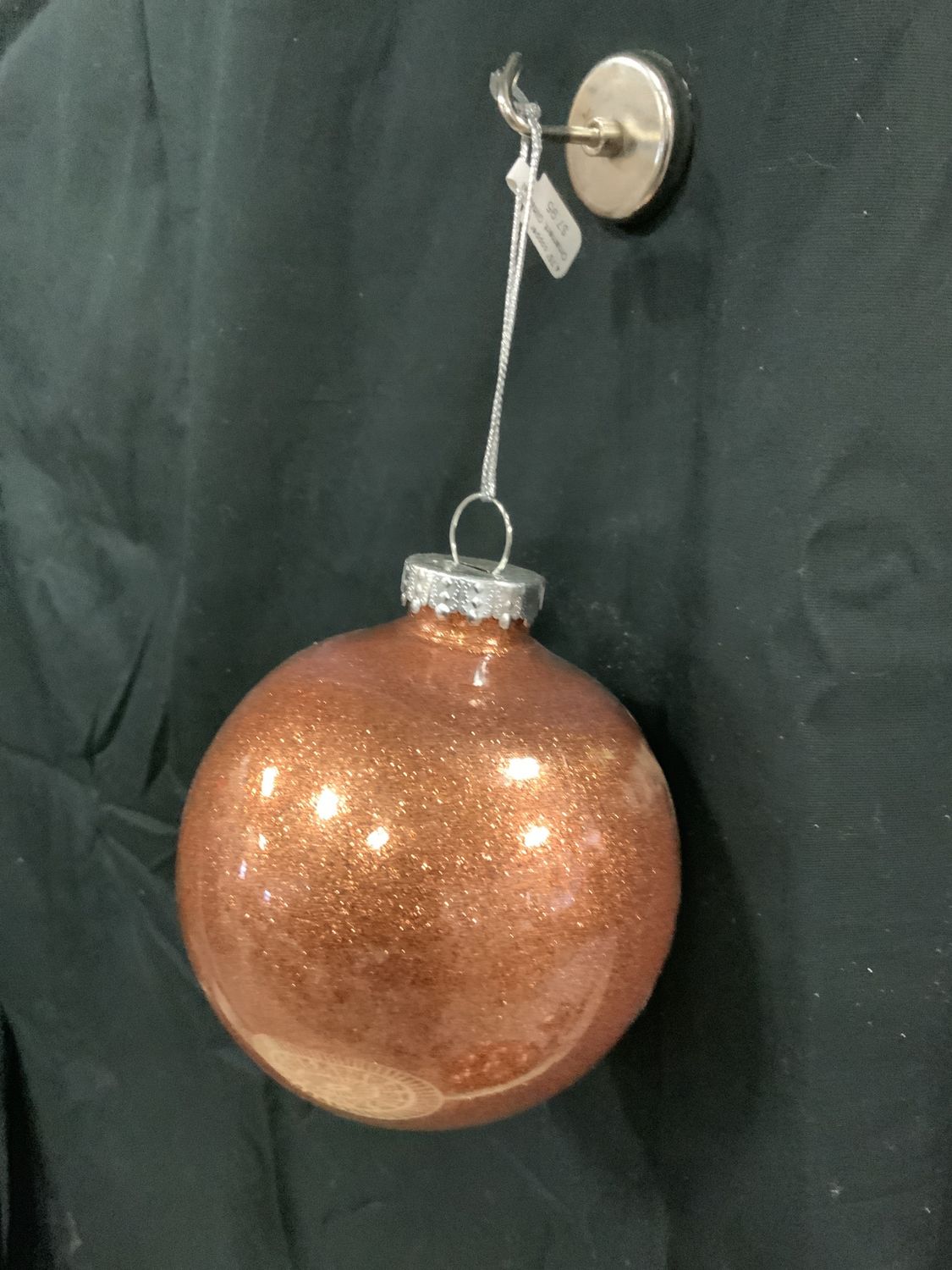Ornament, Glitter Ball 4.75" copper