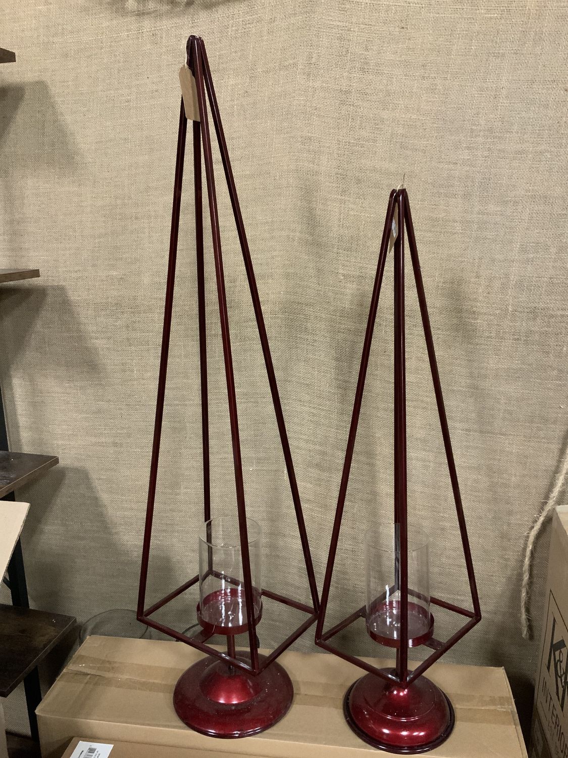 Candle Holder, Red Tree set 2 wired