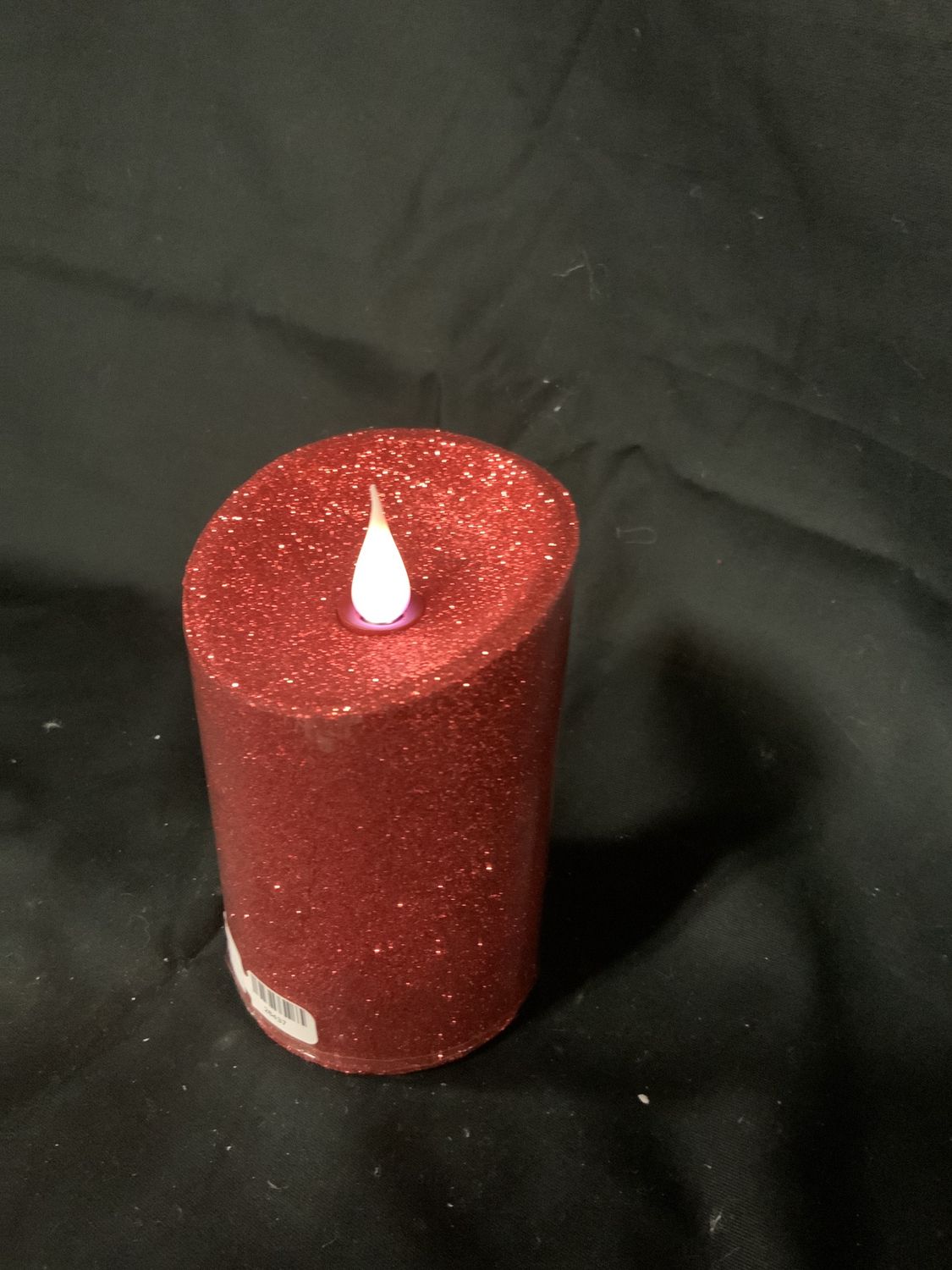Candle, LED Red Glitter Pillar 5" LEDpillar