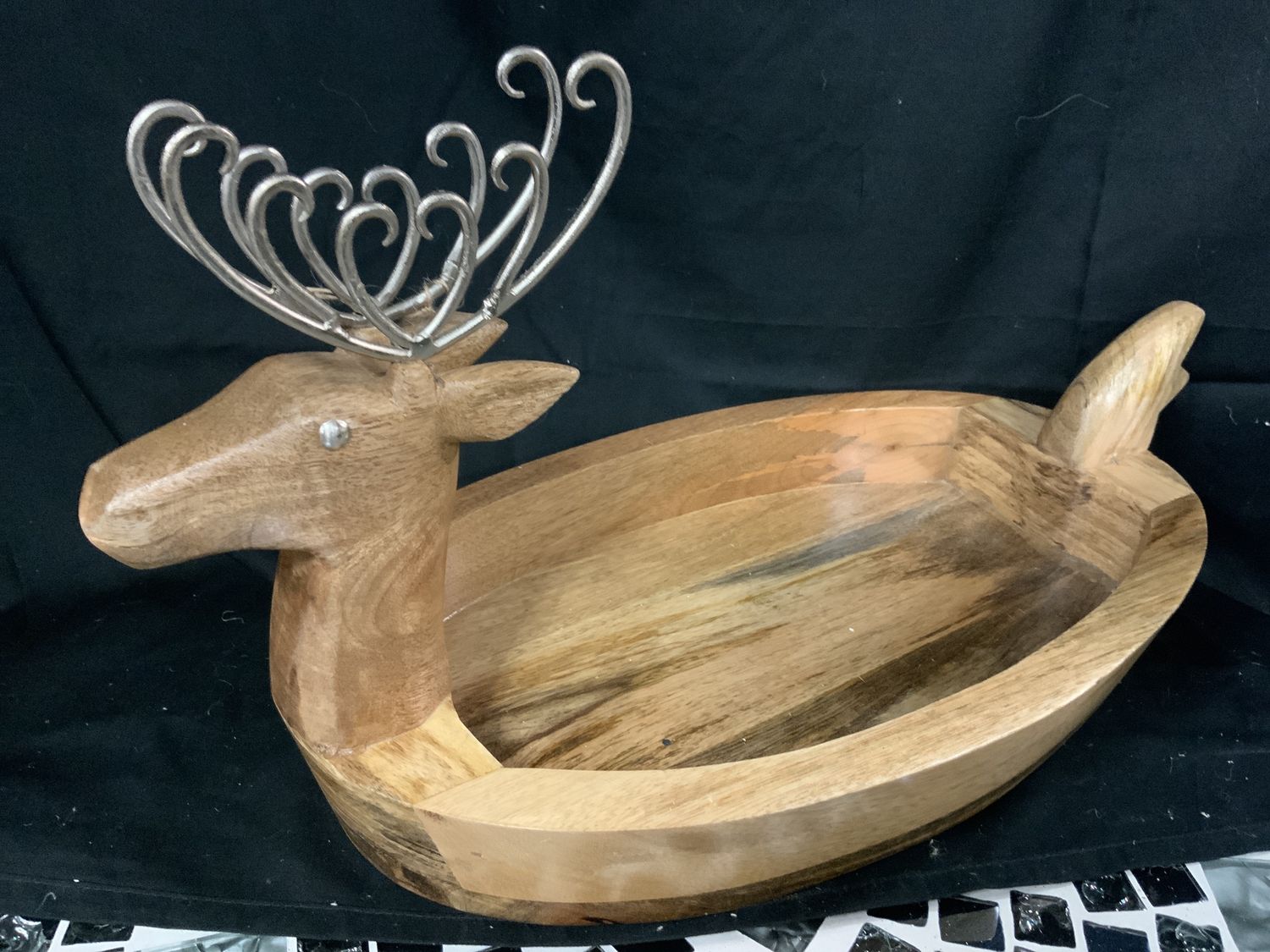 Bowl, Wood Reindeer Crvd mango