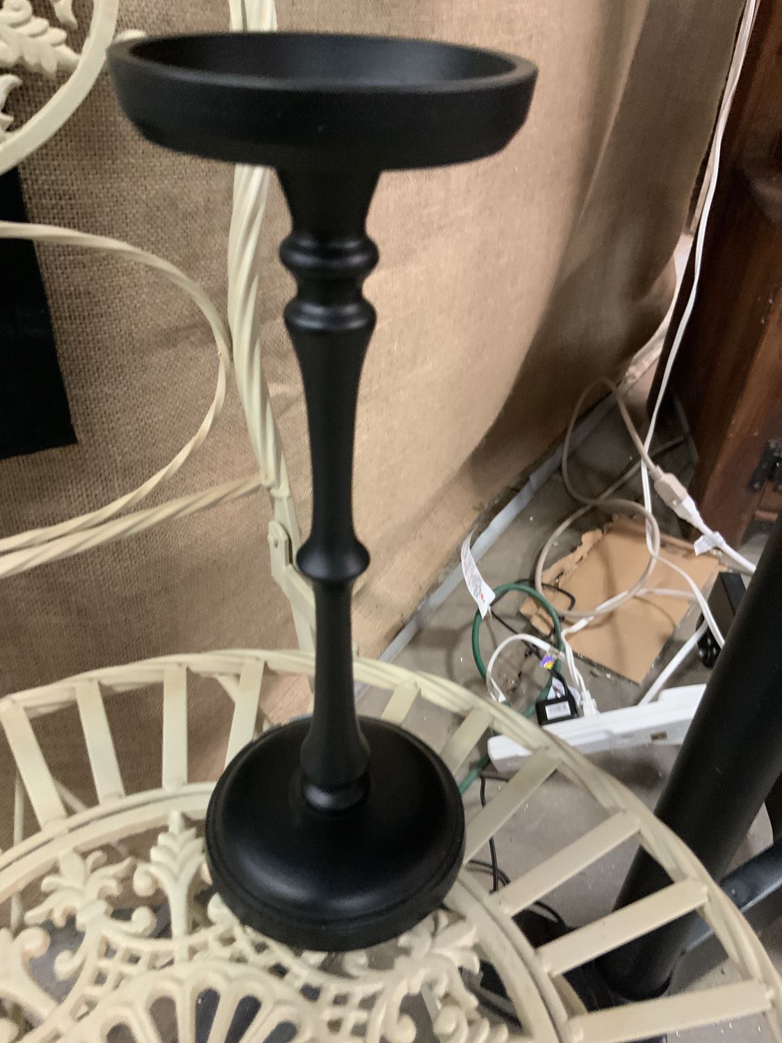 Candle Holder, Metal Pillar LG Black
