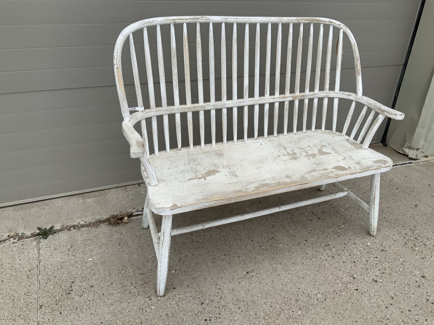 Bench, Wooden Farmhouse Wh. Distress