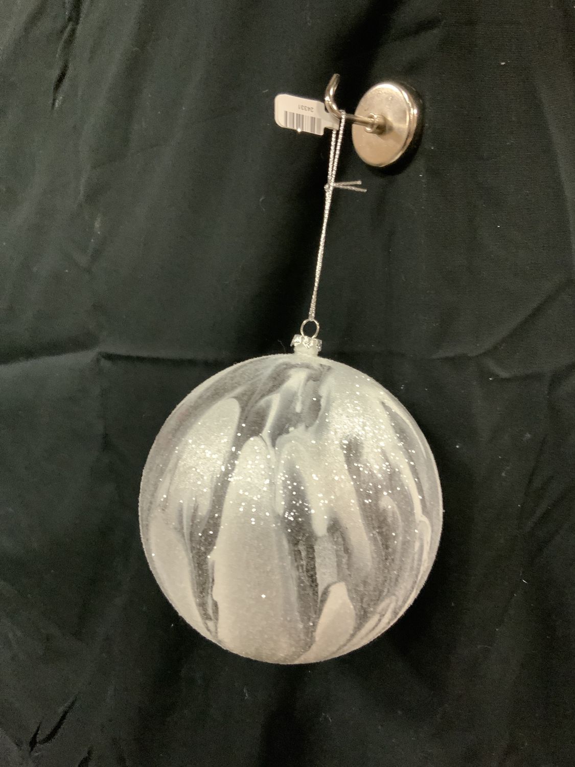 Orn, Frosted Marble Ball Pewter/White