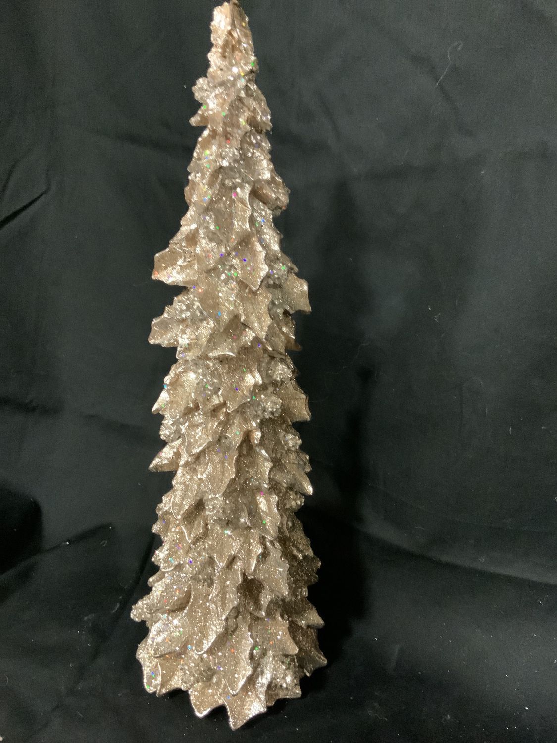 Figurine, Holly Berry Tree 15"GoldTaupe