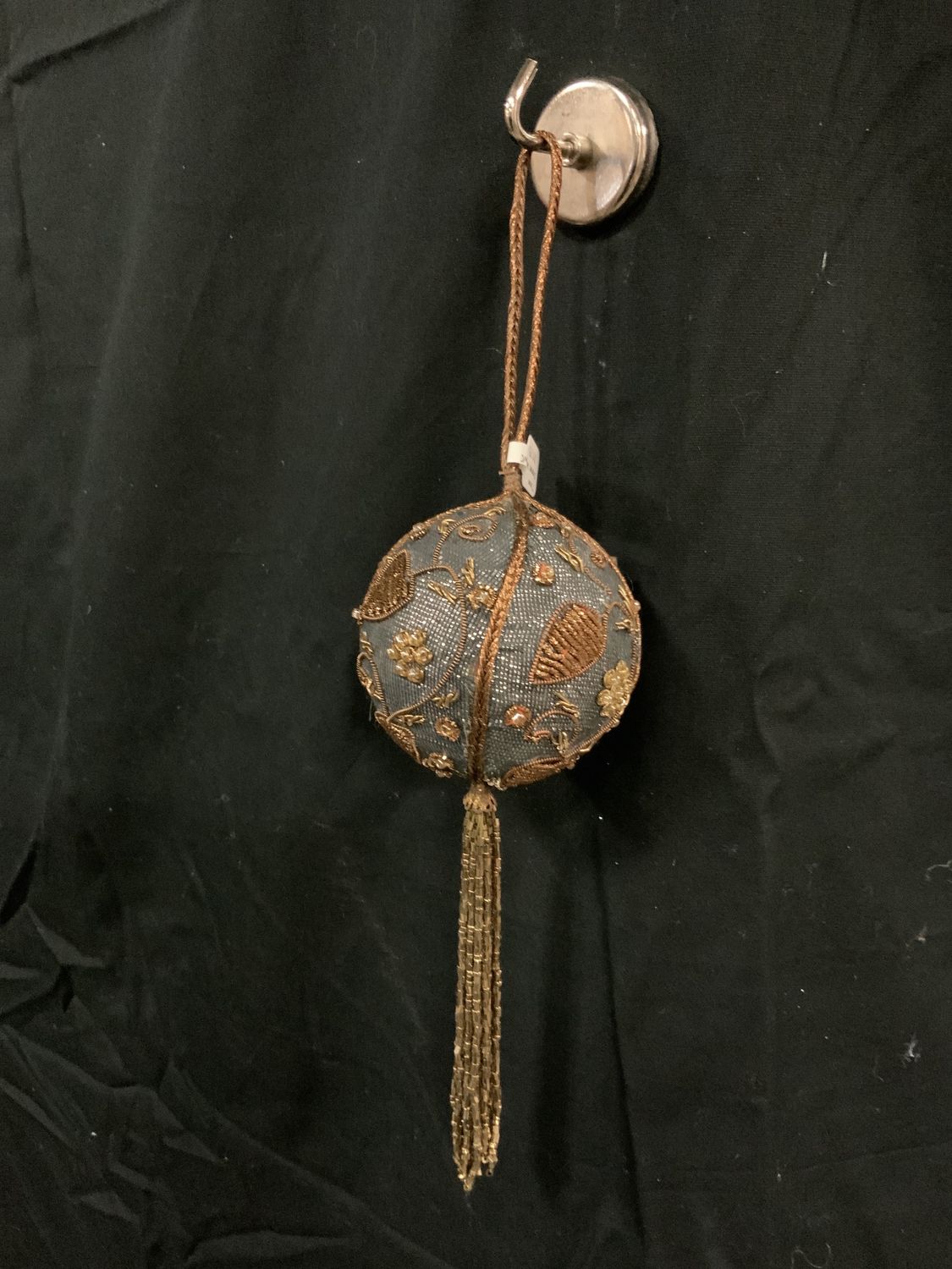 Ornament, Velvet w/Glass Beads 7" brown