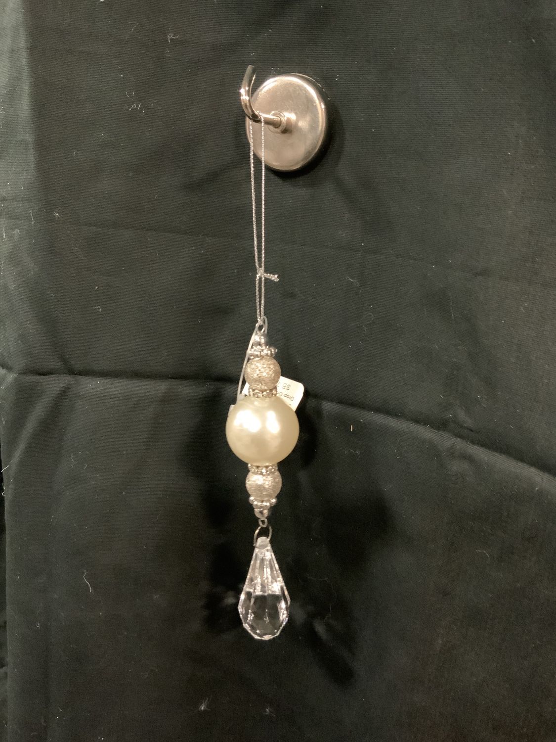 Drop Ornament, Lg Pearl 5.5" crystal