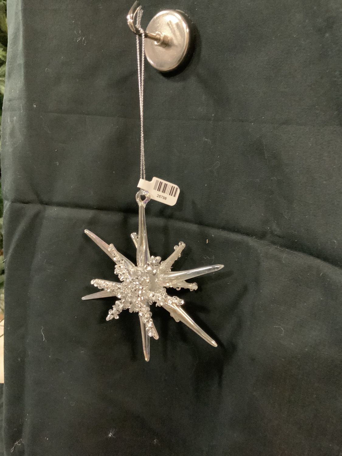 Ornament, Star Icicle Glass 4.5" SlvFrst