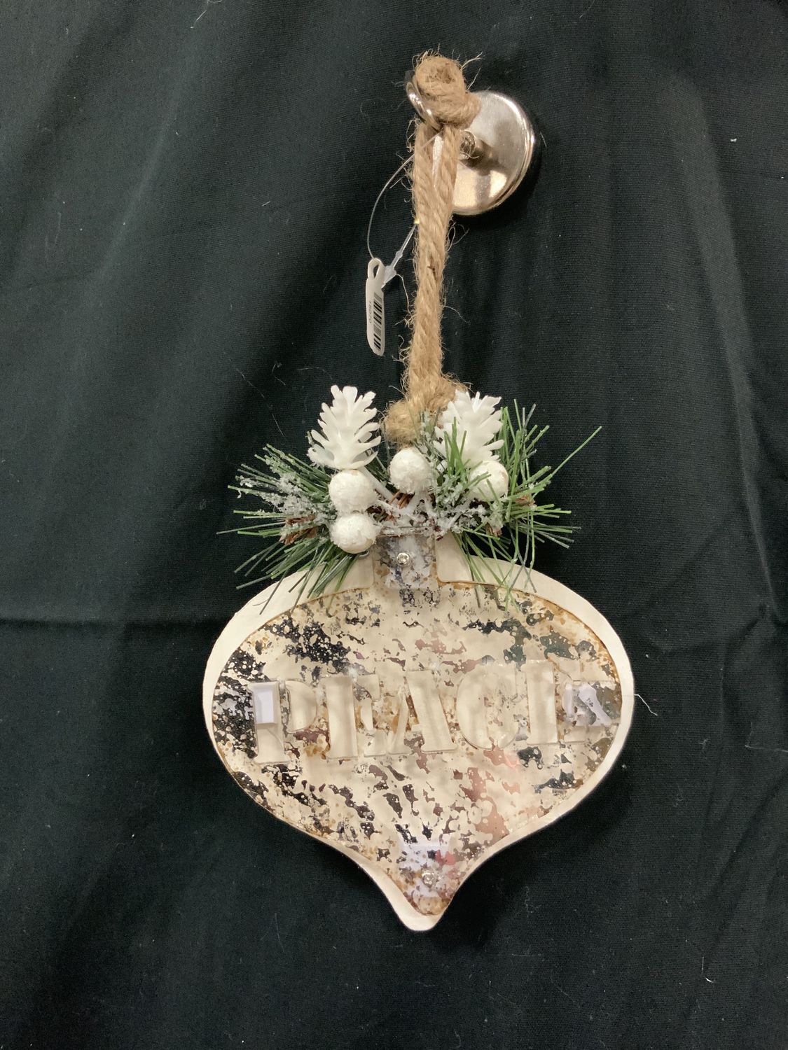 Ornament, PEACE Reflection 5" platinum