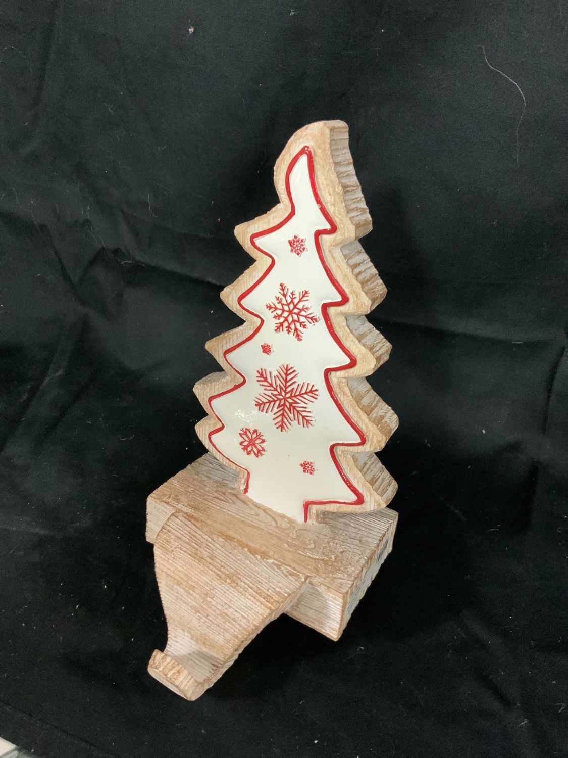 Stocking Holder, Gingbrd Tree 10" Crm/Red