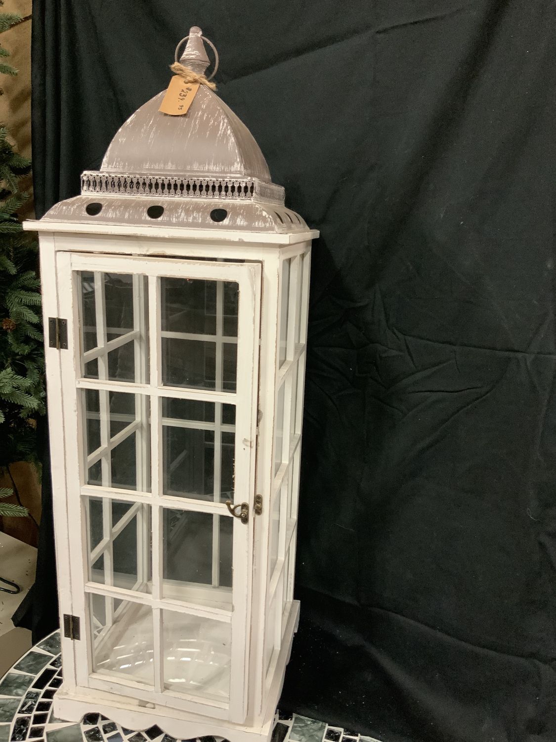 Lantern, Grey &amp; White 37" GreyDome