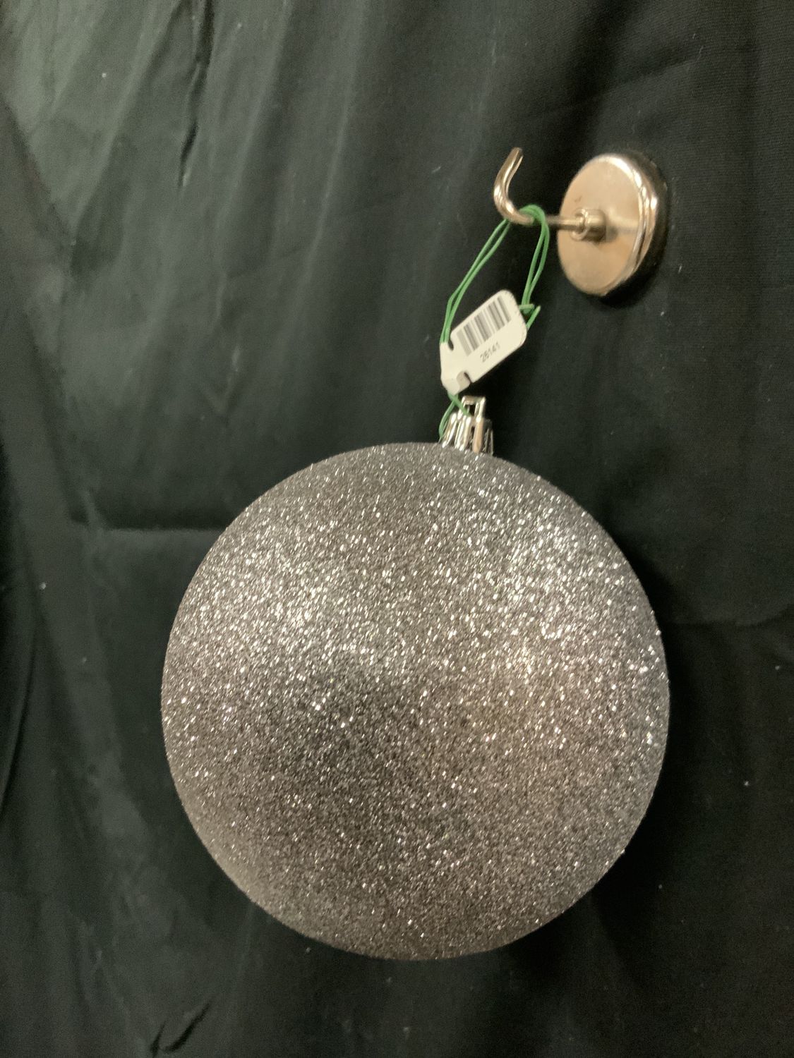 Ornament, Glitter Ball 4.75" pewter