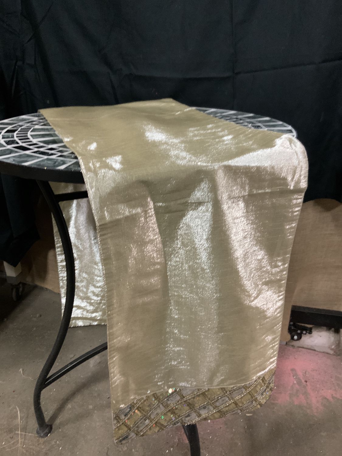 Table Runner, Metallic Beaded 13x72 Platnm