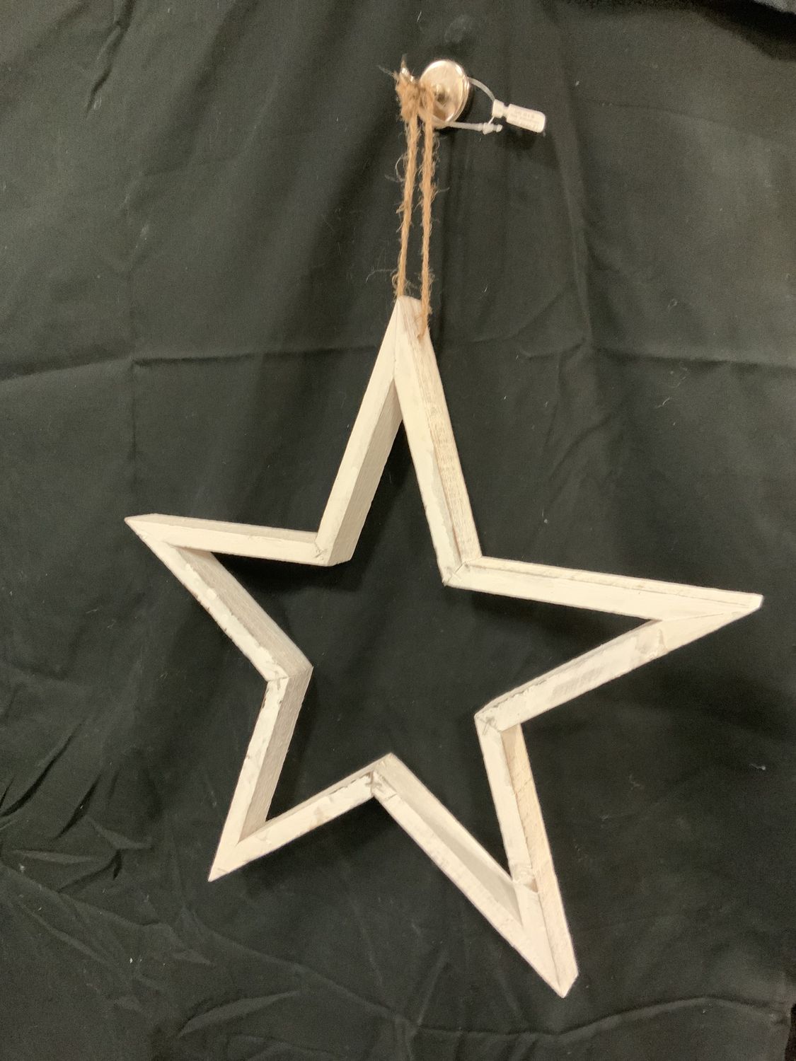Ornament, Star Wood Lg White wsh