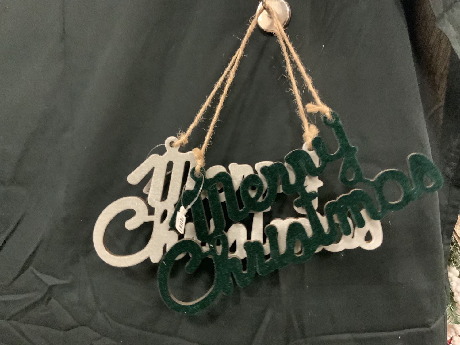 Sign, Velvet Xmas green/white