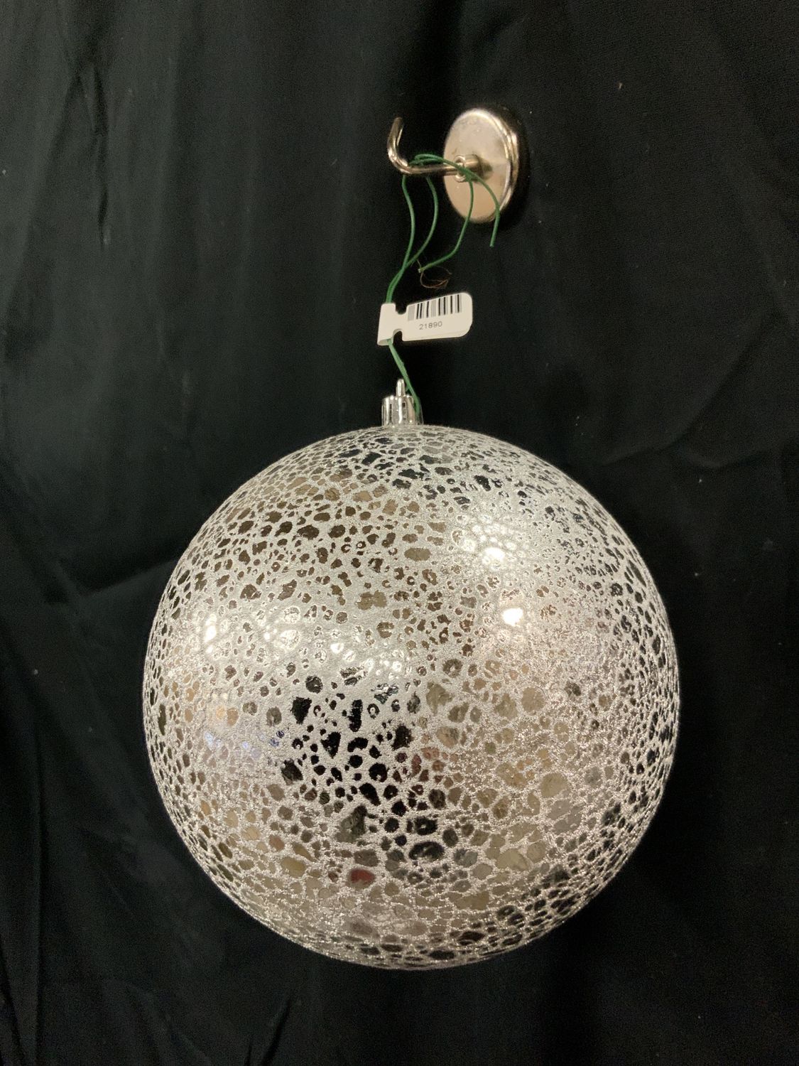 Ornament, Slv Crackle 6" silver