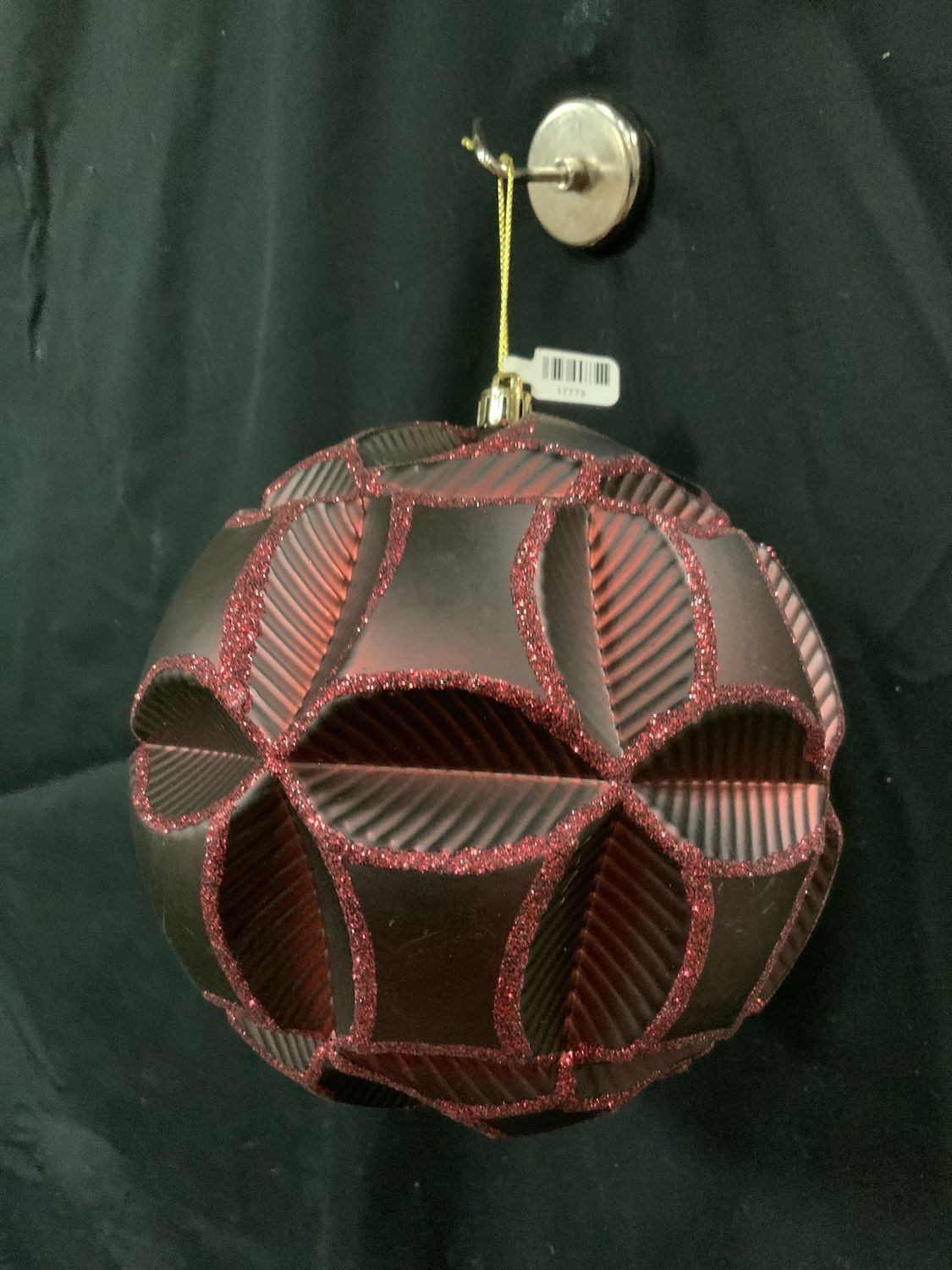Ornament, Reflector Glitter 6" Merlot