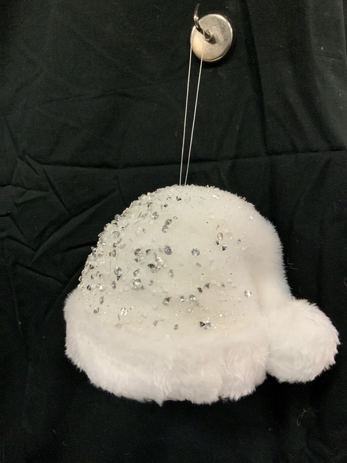 Ornament, Winter Hat Fabric 6" Wht fabrc
