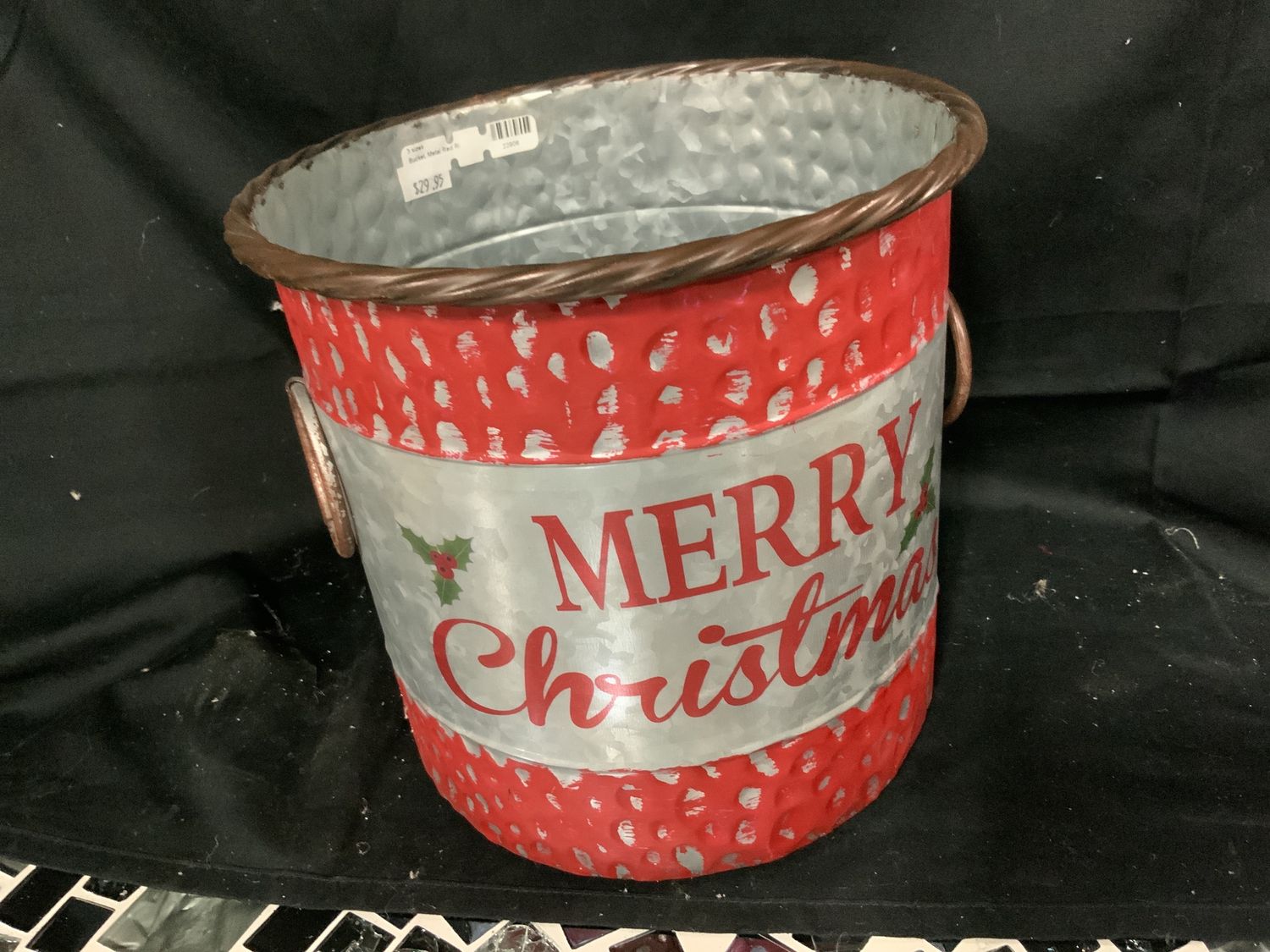 Bucket, Metal Red Rim 3 sizes