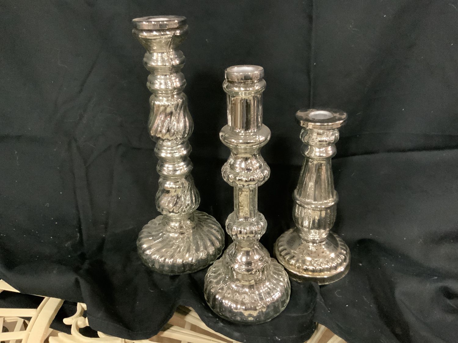 Candle Holder, Taper Mercury 4 sz Silver